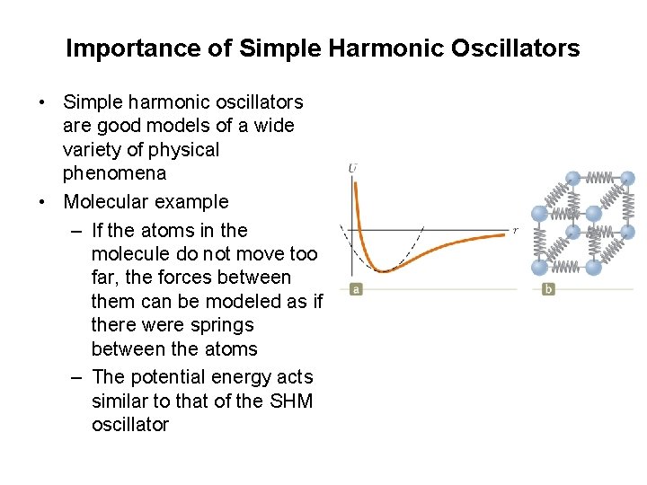 Importance of Simple Harmonic Oscillators • Simple harmonic oscillators are good models of a