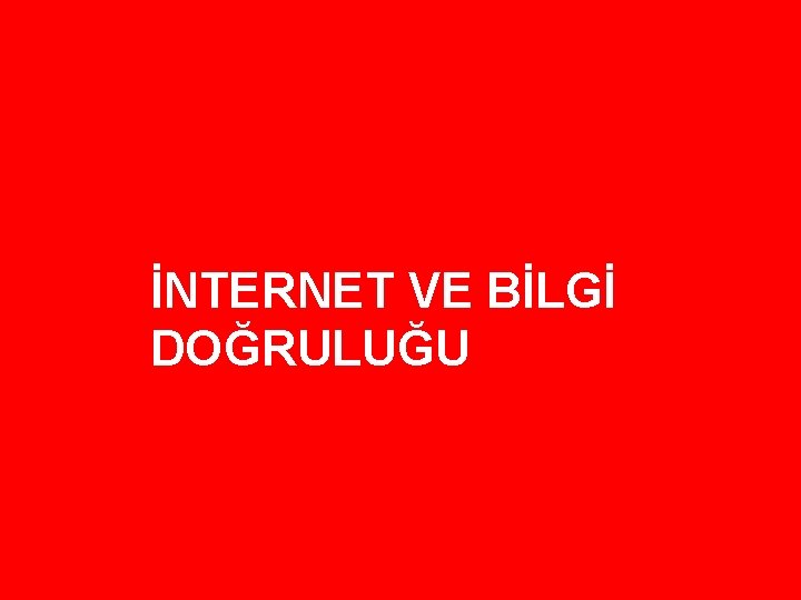 İNTERNET VE BİLGİ DOĞRULUĞU 