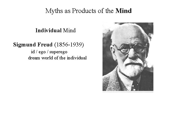 Myths as Products of the Mind Individual Mind Sigmund Freud (1856 -1939) id /