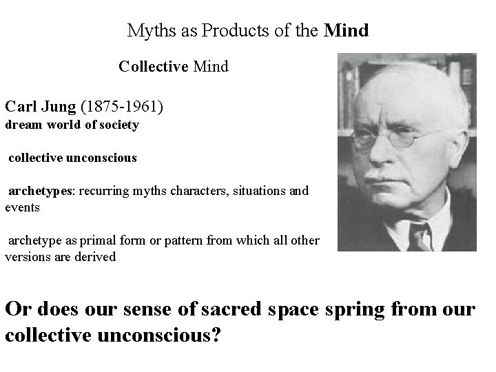 Myths as Products of the Mind Collective Mind Carl Jung (1875 -1961) dream world