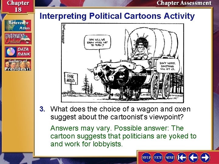 Interpreting Political Cartoons Activity 3. What does the choice of a wagon and oxen