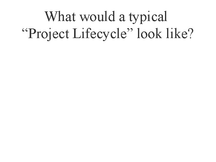 What would a typical “Project Lifecycle” look like? 