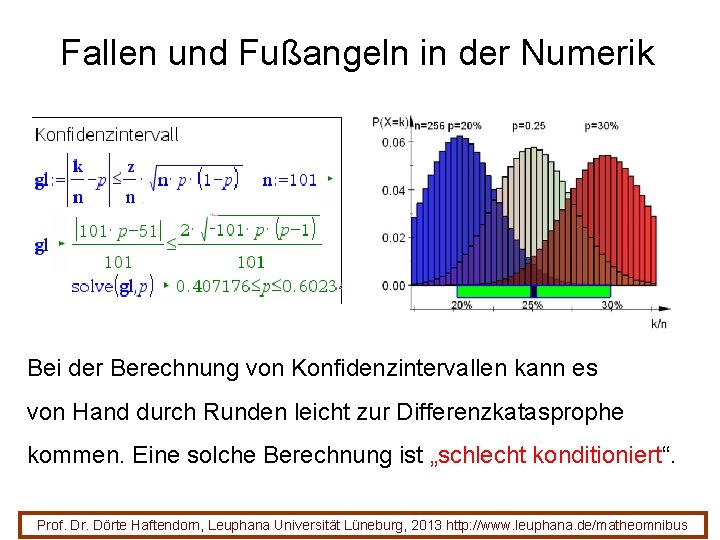 Fallen und Fußangeln in der Numerik Bei der Berechnung von Konfidenzintervallen kann es von