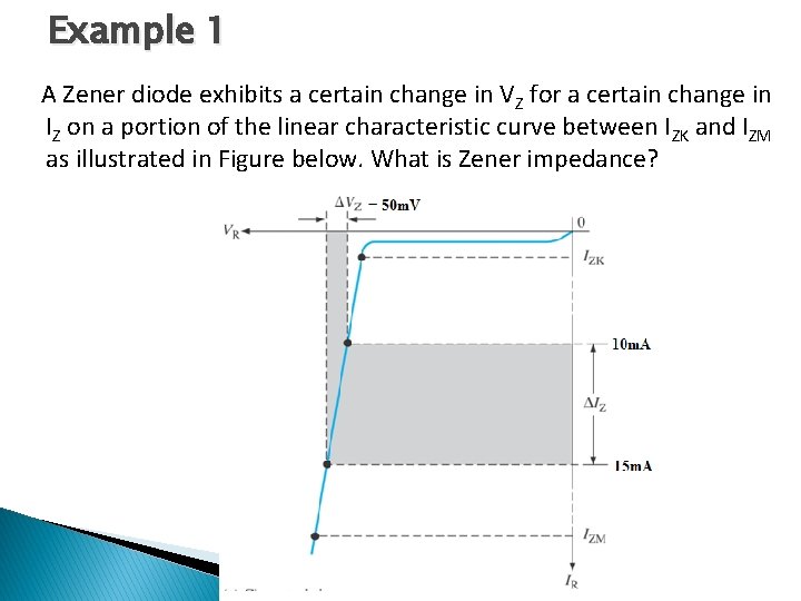 Example 1 A Zener diode exhibits a certain change in VZ for a certain Example 1 A Zener diode exhibits a certain change in VZ for a certain