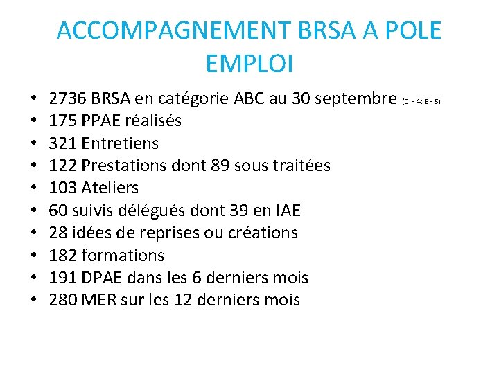 ACCOMPAGNEMENT BRSA A POLE EMPLOI • • • 2736 BRSA en catégorie ABC au