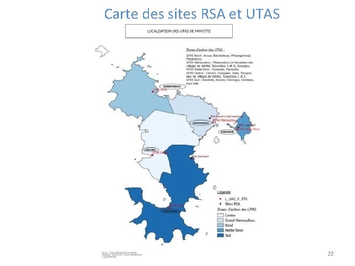 Carte des sites RSA et UTAS 22 