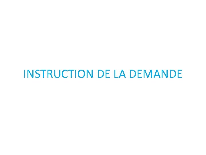 INSTRUCTION DE LA DEMANDE 