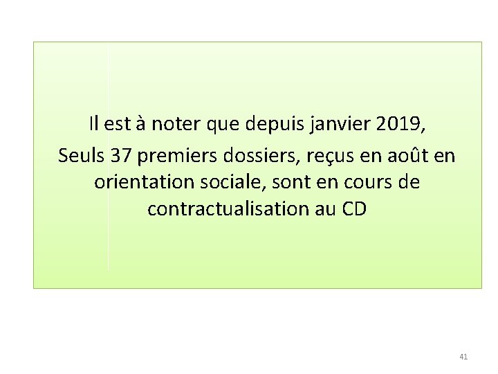 Il est à noter que depuis janvier 2019, Seuls 37 premiers dossiers, reçus en