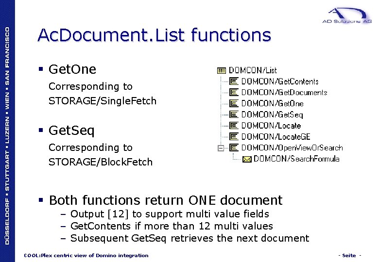 Ac. Document. List functions § Get. One Corresponding to STORAGE/Single. Fetch § Get. Seq