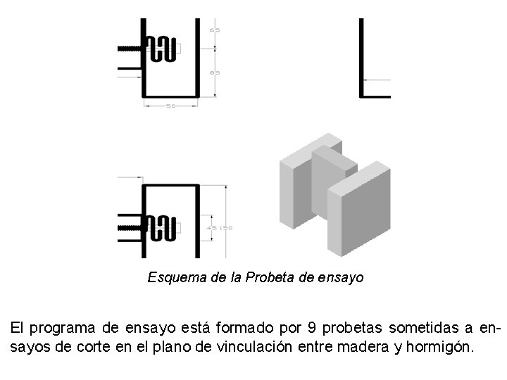 Esquema de la Probeta de ensayo El programa de ensayo está formado por 9