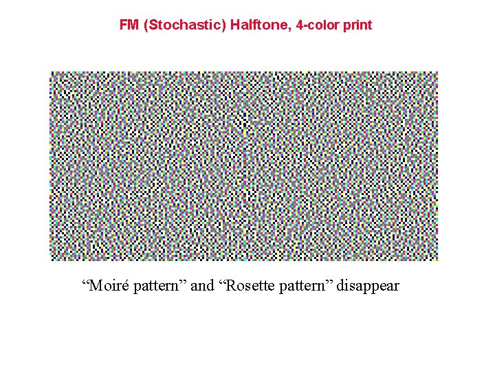 FM (Stochastic) Halftone, 4 -color print “Moiré pattern” and “Rosette pattern” disappear 