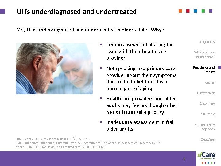 UI is underdiagnosed and undertreated Yet, UI is underdiagnosed and undertreated in older adults.