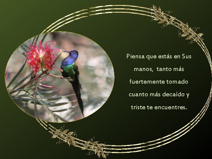 Piensa que estás en Sus manos, tanto más fuertemente tomado cuanto más decaído y