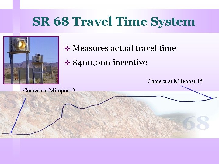 SR 68 Travel Time System v Measures actual travel time v $400, 000 incentive