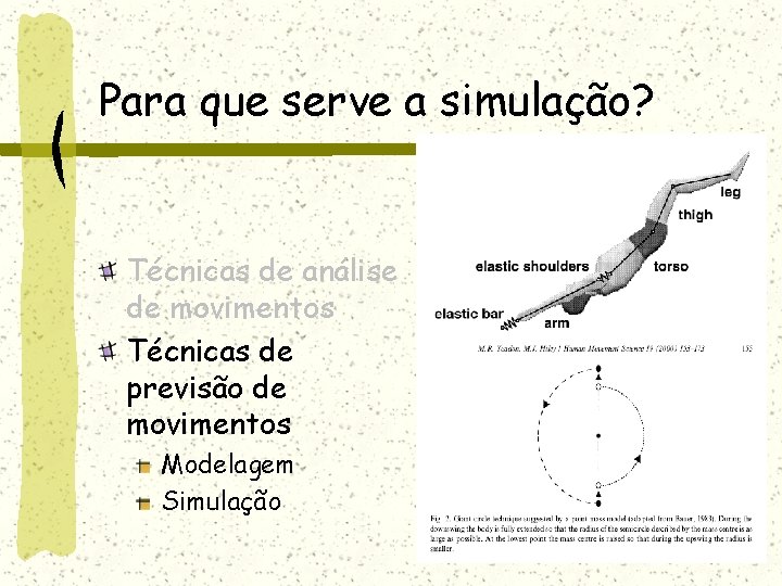 Para que serve a simulação? Técnicas de análise de movimentos Técnicas de previsão de