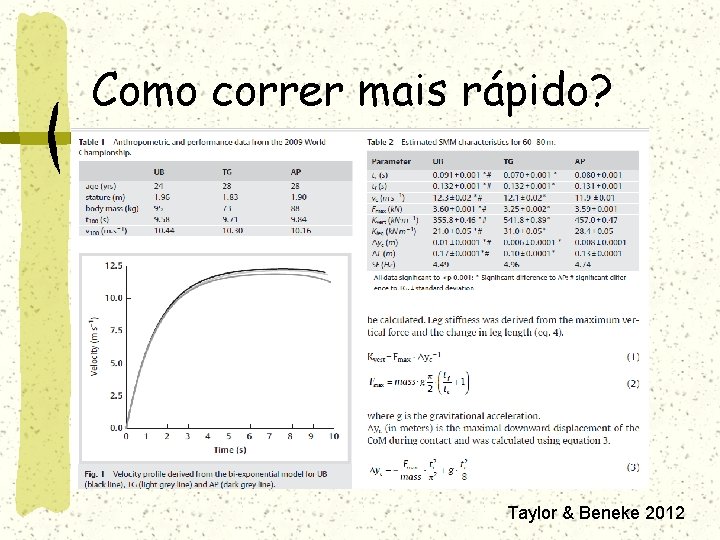 Como correr mais rápido? Taylor & Beneke 2012 