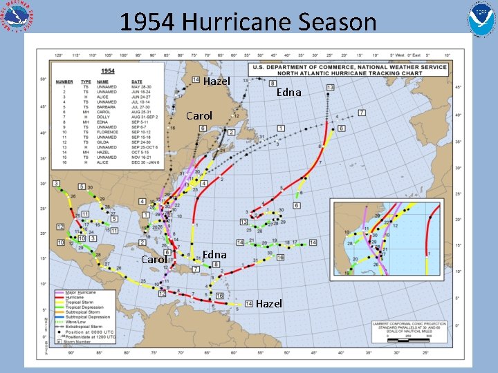 1954 Hurricane Season Hazel Edna Carol Edna Hazel 
