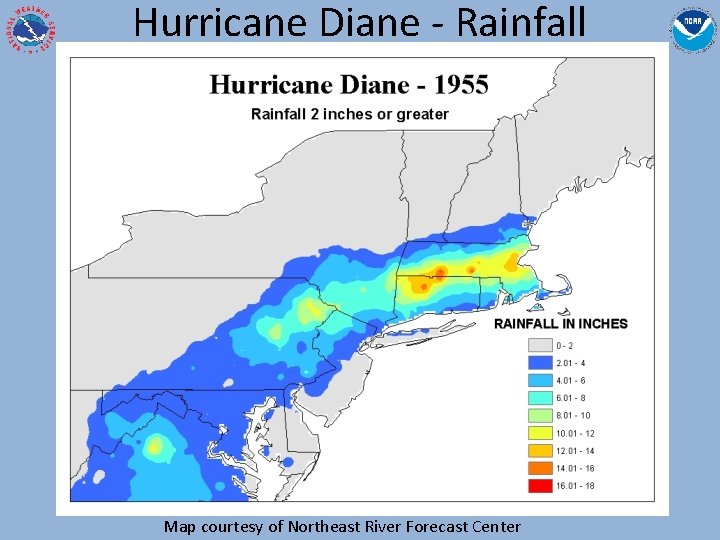 Hurricane Diane - Rainfall Map courtesy of Northeast River Forecast Center 