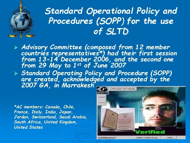 Standard Operational Policy and Procedures (SOPP) for the use of SLTD Advisory Committee (composed