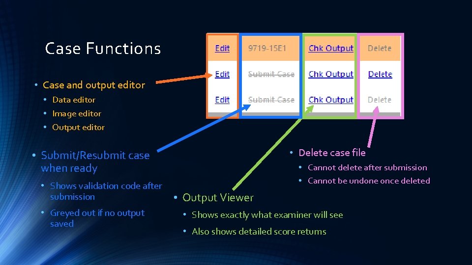 Case Functions • Case and output editor • Data editor • Image editor •