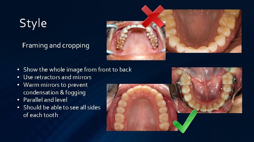 Style Framing and cropping • Show the whole image from front to back •