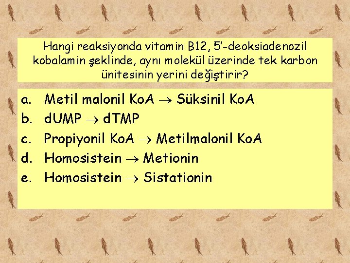 Hangi reaksiyonda vitamin B 12, 5’-deoksiadenozil kobalamin şeklinde, aynı molekül üzerinde tek karbon ünitesinin
