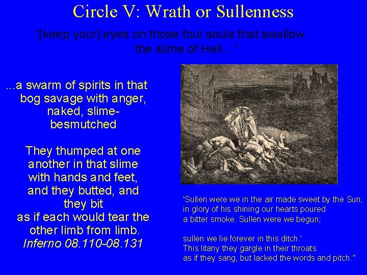 Circle V: Wrath or Sullenness “[keep your] eyes on those foul souls that swallow