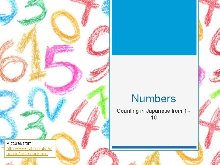 Numbers Counting in Japanese from 1 10 Pictures from: http: //www. jpf. org. uk/lan