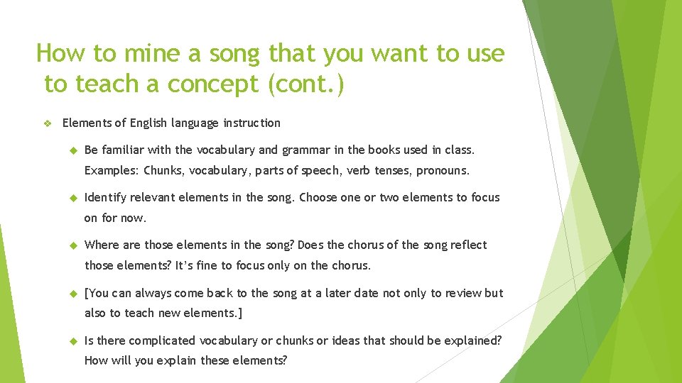 How to mine a song that you want to use to teach a concept