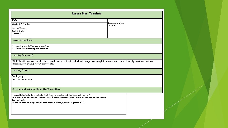 Lesson Plan Template Date: Subject & Grade: Lesson Topic: Book & Unit: Teacher: Lesson