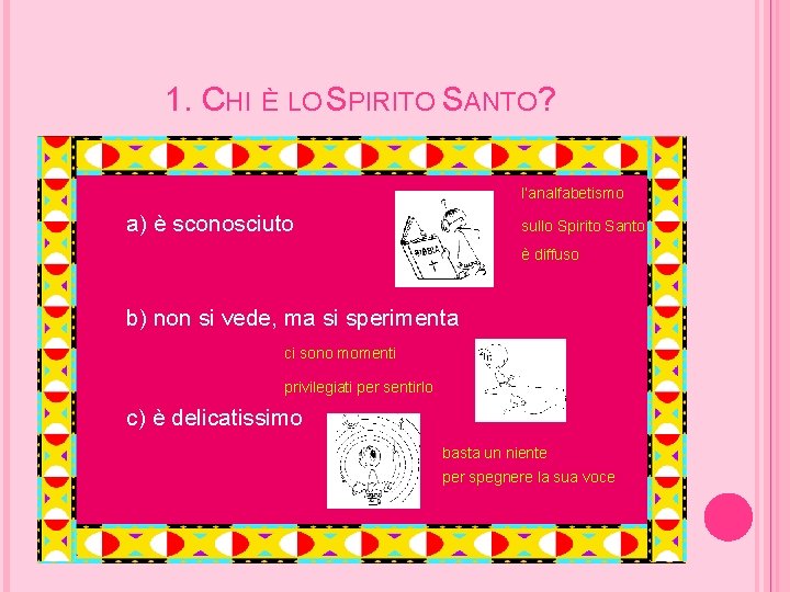 1. CHI È LO SPIRITO SANTO? l’analfabetismo a) è sconosciuto sullo Spirito Santo è