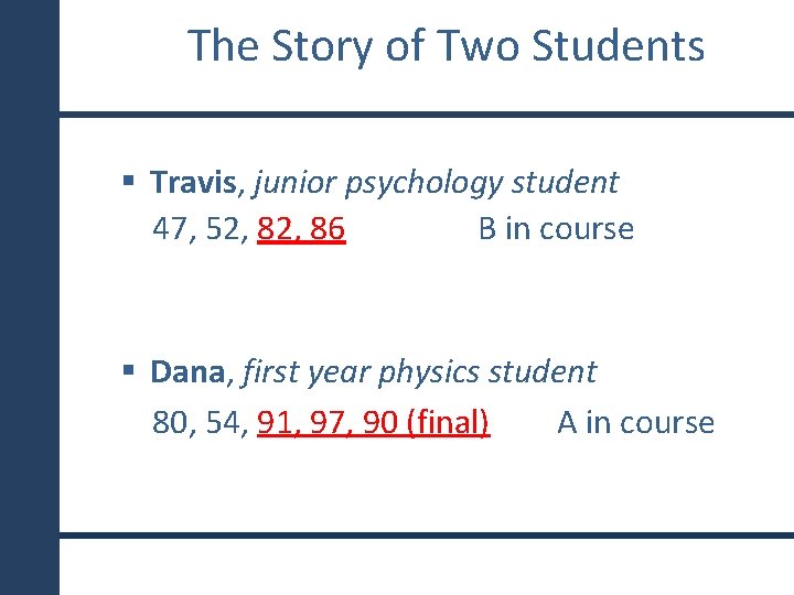 The Story of Two Students § Travis, junior psychology student 47, 52, 86 B