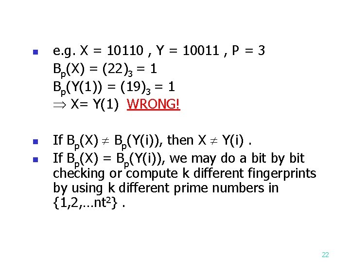 n n n e. g. X = 10110 , Y = 10011 , P