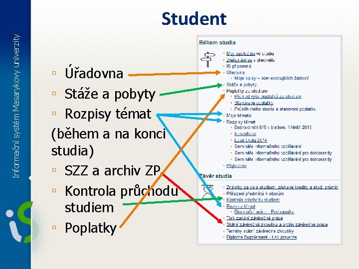 Informační systém Masarykovy univerzity Student ▫ Úřadovna ▫ Stáže a pobyty ▫ Rozpisy témat