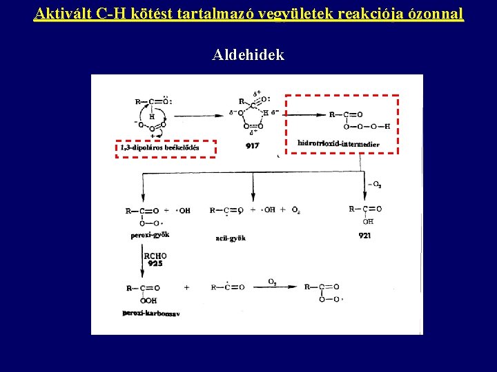 Aktivált C-H kötést tartalmazó vegyületek reakciója ózonnal Aldehidek 