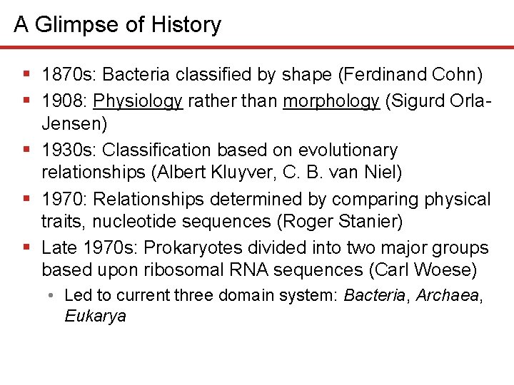 A Glimpse of History § 1870 s: Bacteria classified by shape (Ferdinand Cohn) §