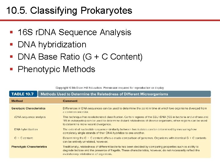 10. 5. Classifying Prokaryotes § § 16 S r. DNA Sequence Analysis DNA hybridization