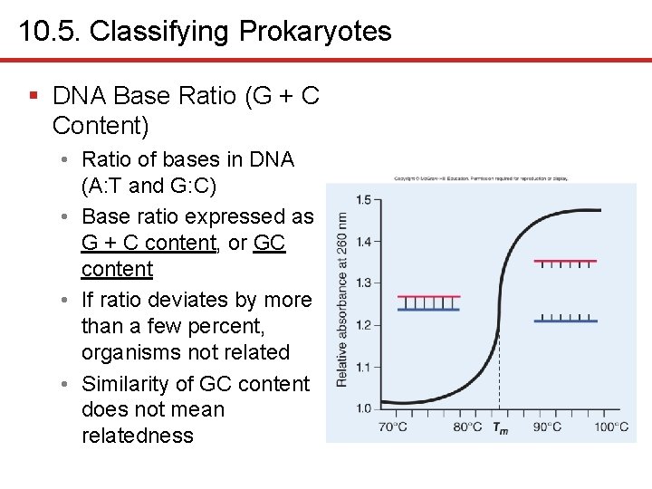 10. 5. Classifying Prokaryotes § DNA Base Ratio (G + C Content) • Ratio