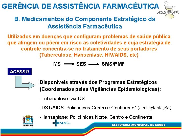 GERÊNCIA DE ASSISTÊNCIA FARMACÊUTICA B. Medicamentos do Componente Estratégico da Assistência Farmacêutica Utilizados em