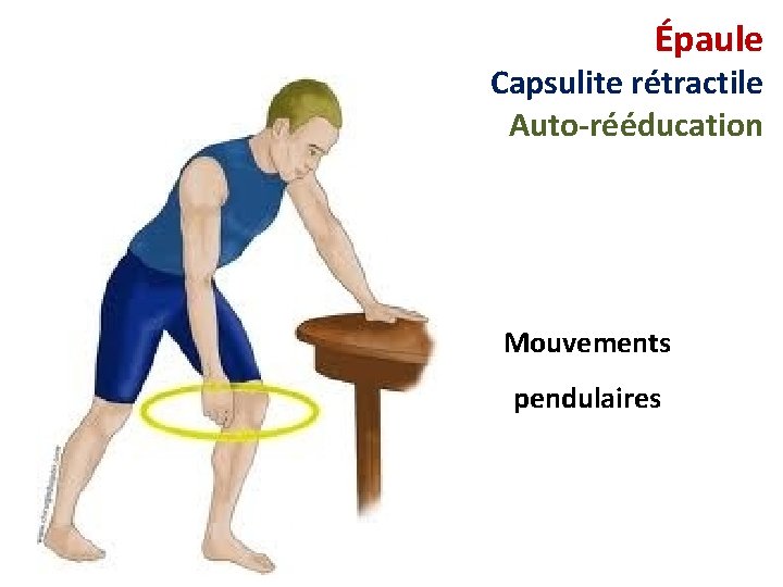 Épaule Capsulite rétractile Auto-rééducation Mouvements pendulaires 