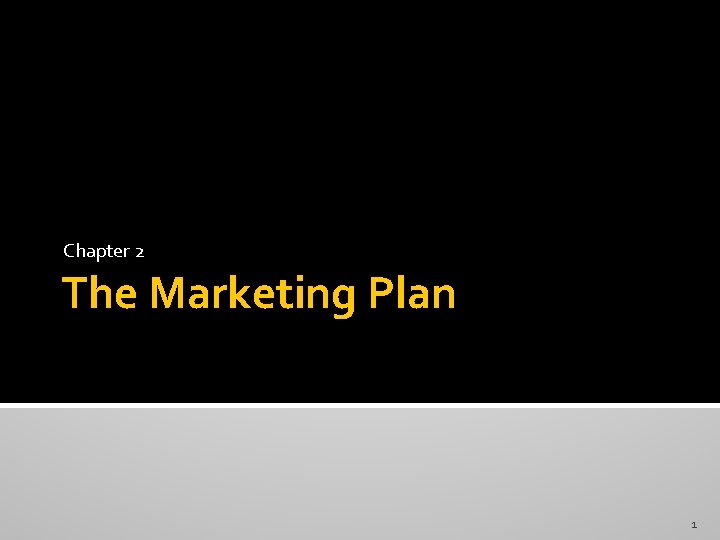 Chapter 2 The Marketing Plan 1 