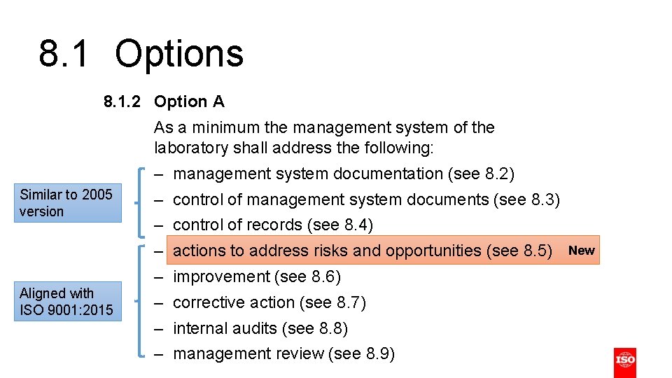 8. 1 Options 8. 1. 2 Option A As a minimum the management system