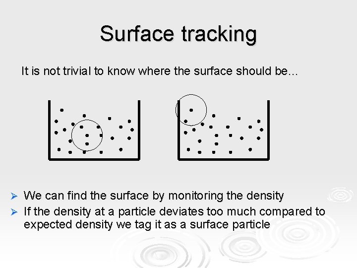 Surface tracking It is not trivial to know where the surface should be… We