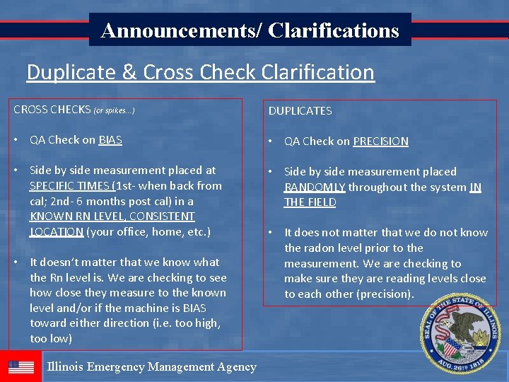 Announcements/ Clarifications Duplicate & Cross Check Clarification CROSS CHECKS (or spikes. . . )