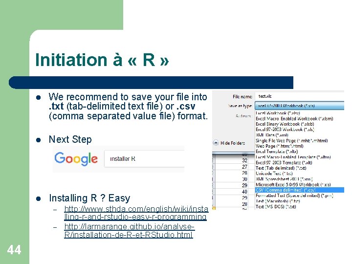 Initiation à « R » l We recommend to save your file into .
