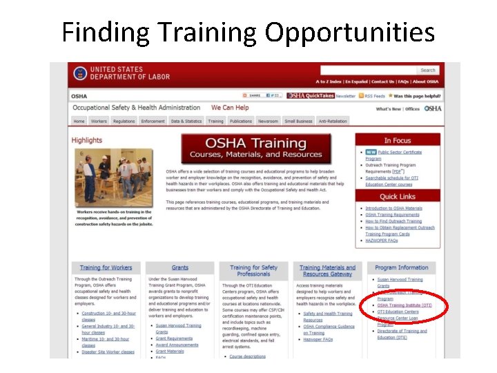 Finding Training Opportunities 