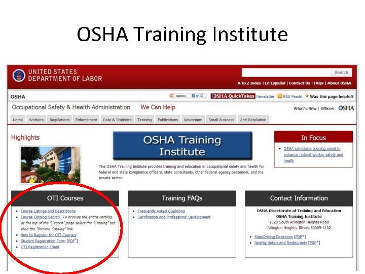 OSHA Training Institute 