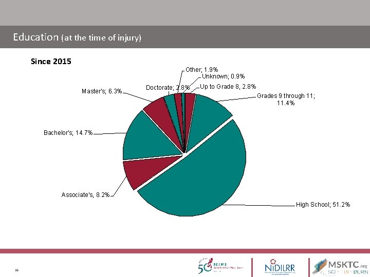 Education (at the time of injury) Since 2015 Other; 1. 9% Unknown; 0. 9% Education (at the time of injury) Since 2015 Other; 1. 9% Unknown; 0. 9%