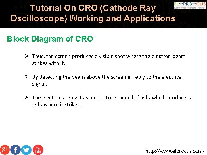 Tutorial On CRO (Cathode Ray Oscilloscope) Working and Applications Block Diagram of CRO Ø