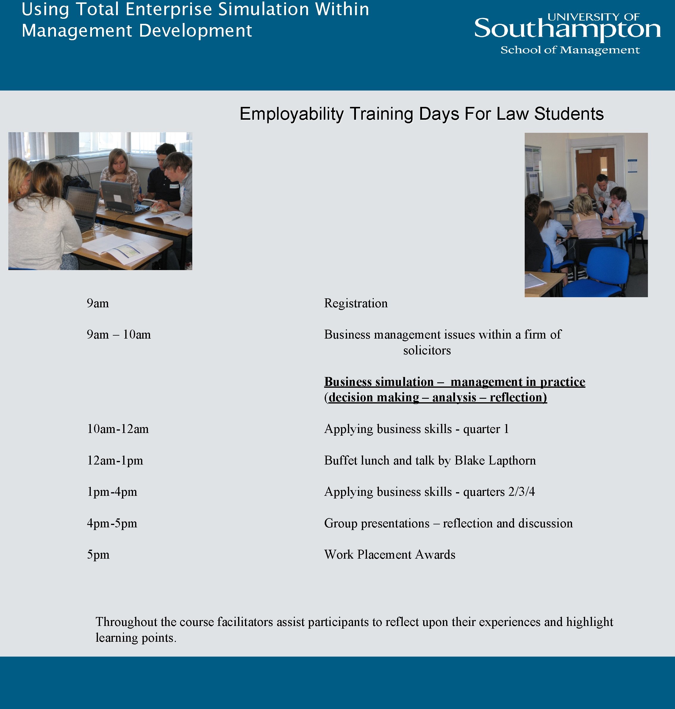 Using Total Enterprise Simulation Within Management Development Employability Training Days For Law Students 9